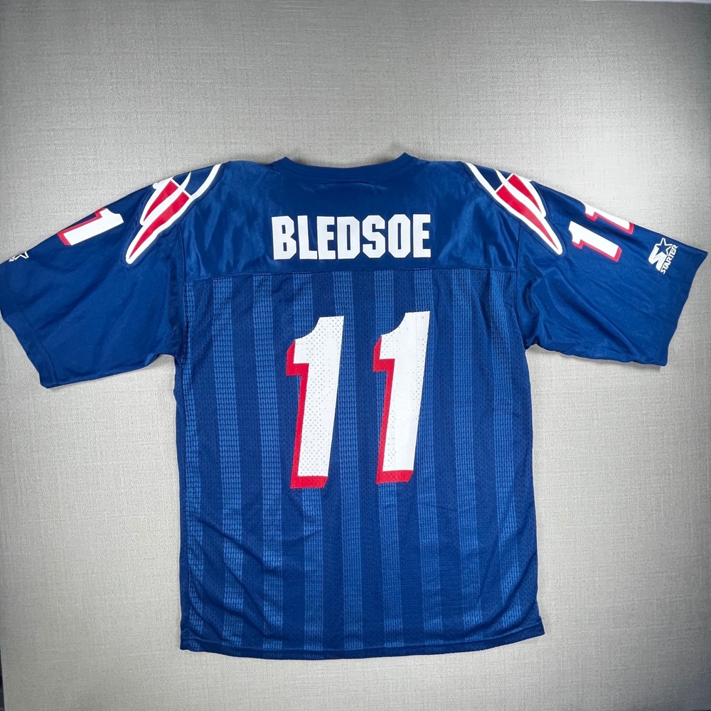 Starter New England Patriots Jersey Mens 48/L Blue Vintage 1995 Drew Bledsoe 11 - Picture 3 of 9